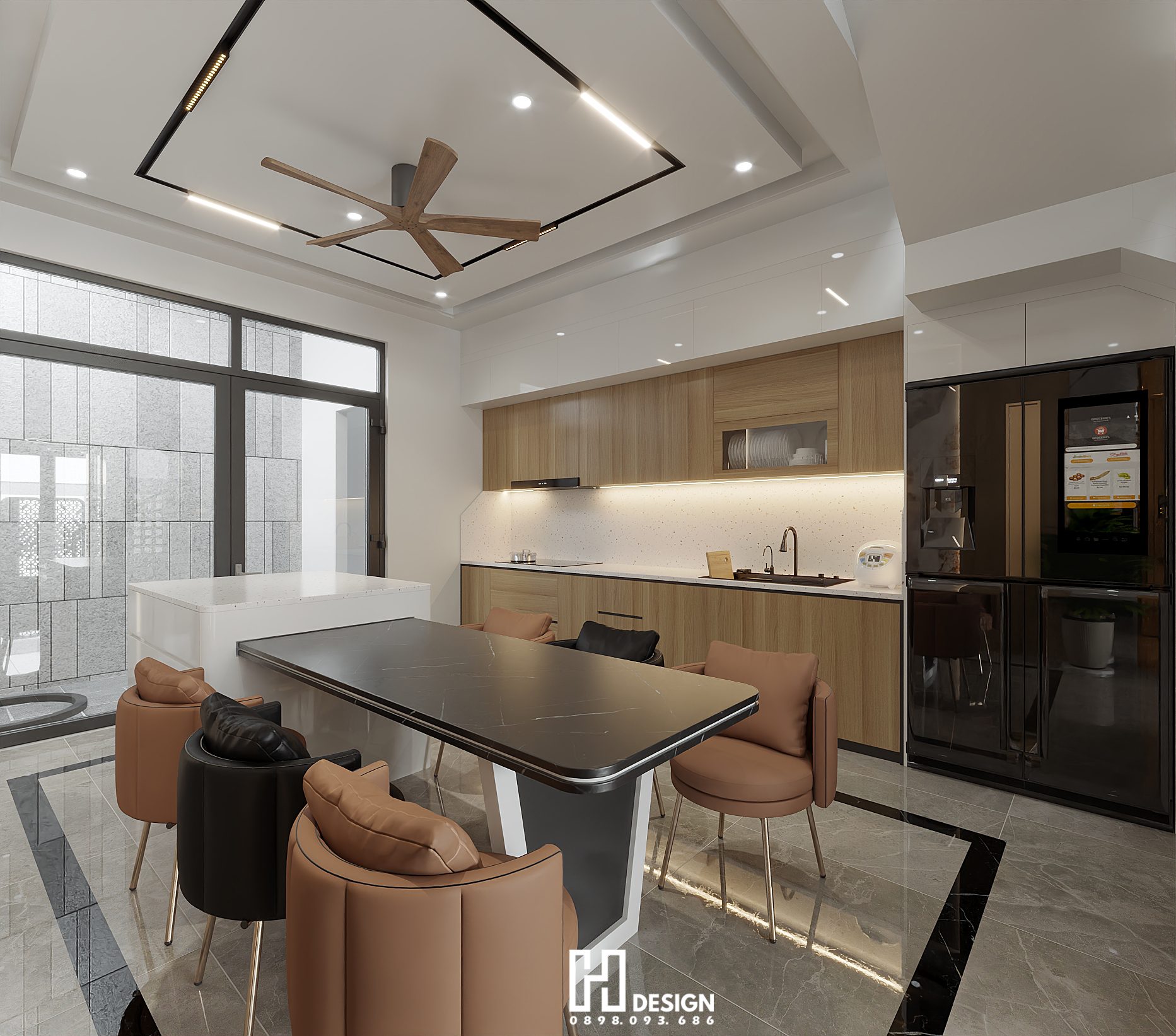 17327. Free Sketchup Living Room - Kitchen Interior Model Download By Hoang (3)
