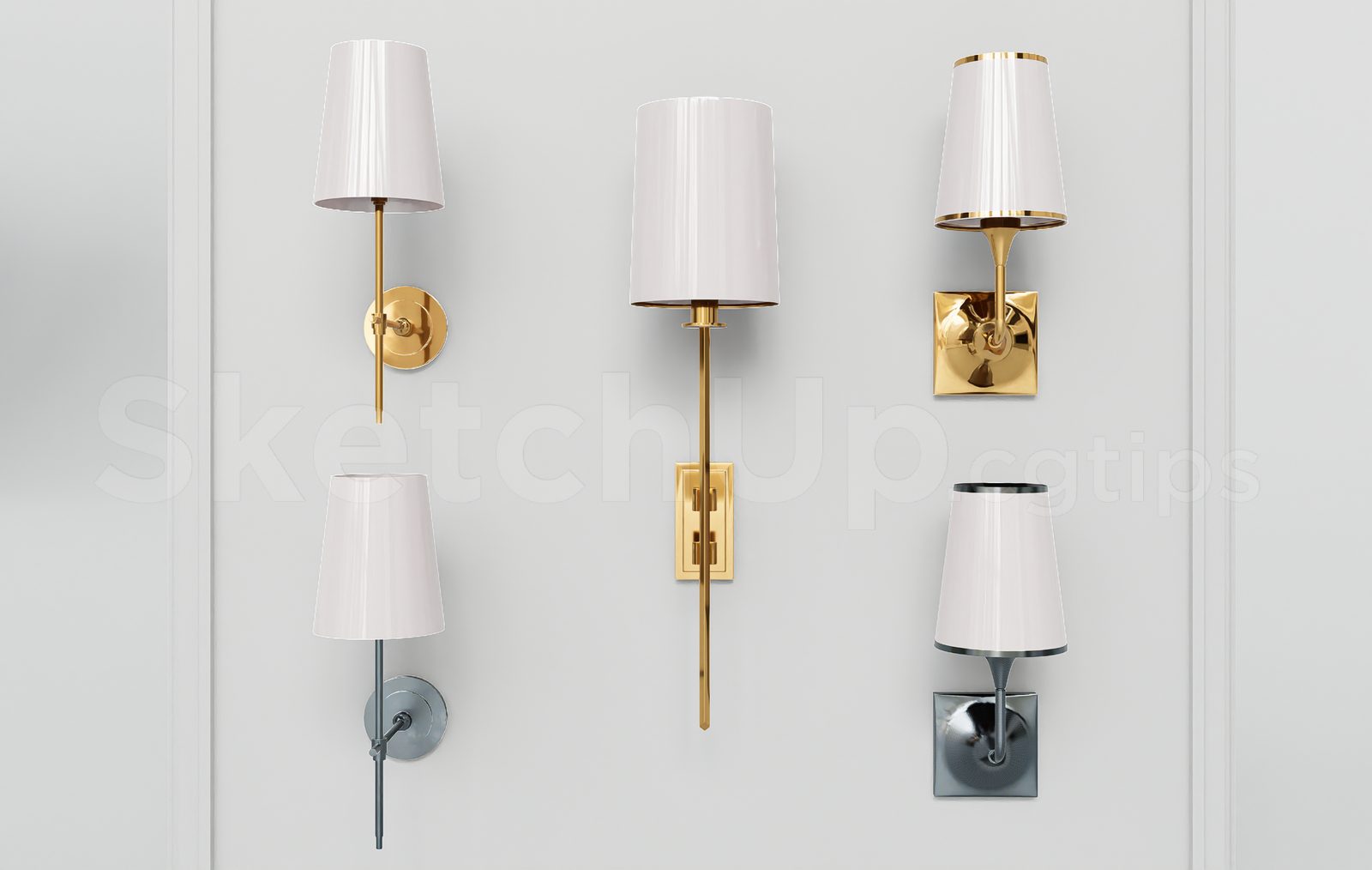 17355. Free Sketchup Wall Light Model Download (2)