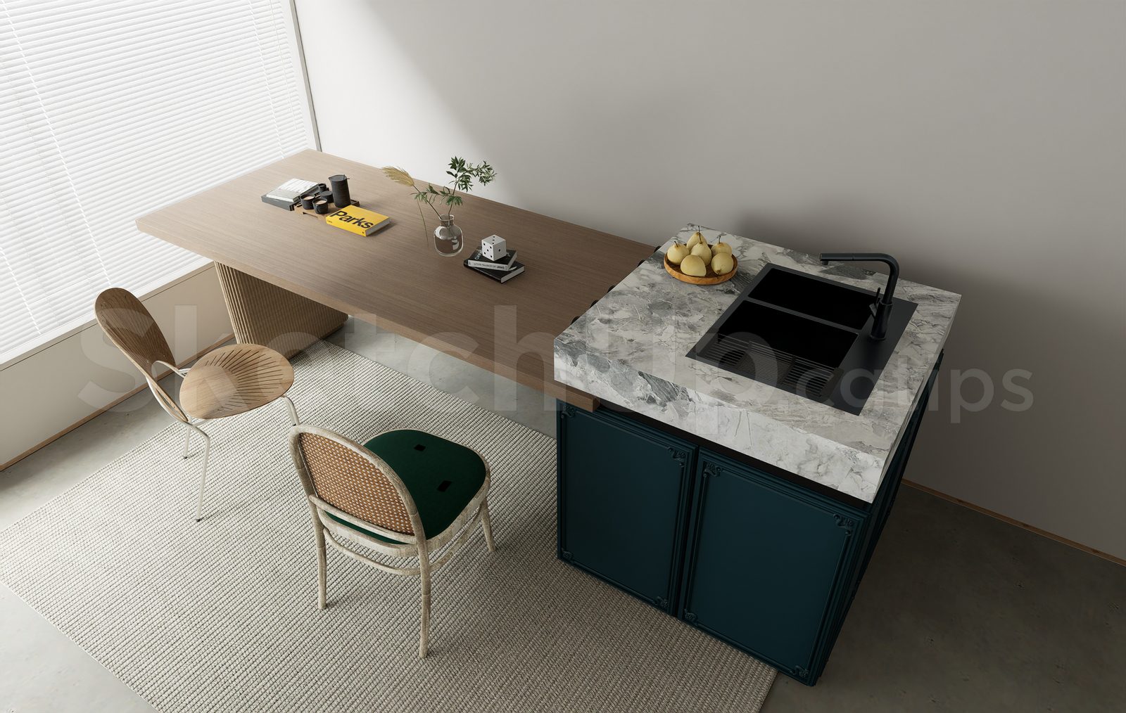 17361. Free Sketchup Kitchen Island Model Download (1)