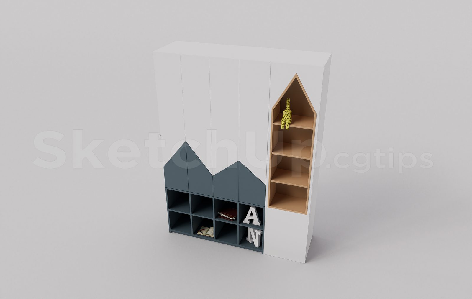 17467. Free Sketchup Child Wardrobe Model Download (1)