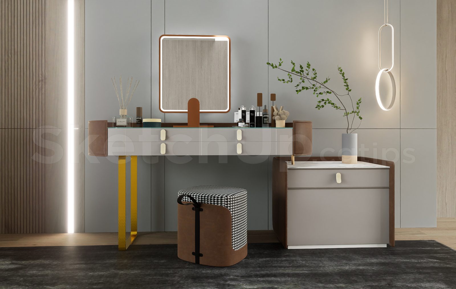 17514. Free Sketchup Makeup Table Model Download (1)
