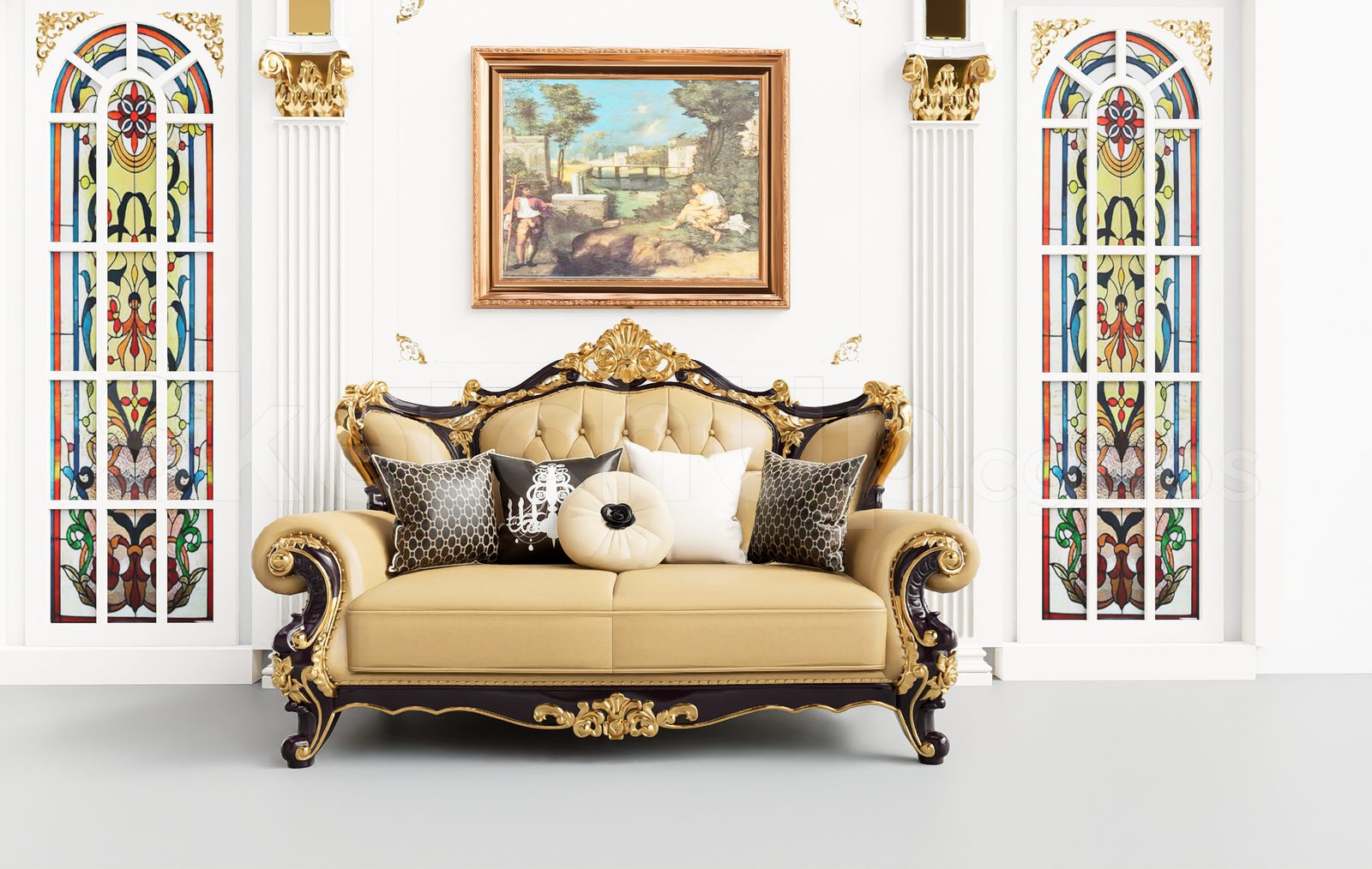17549. Free Sketchup Neoclassical Sofa Model Download (1)