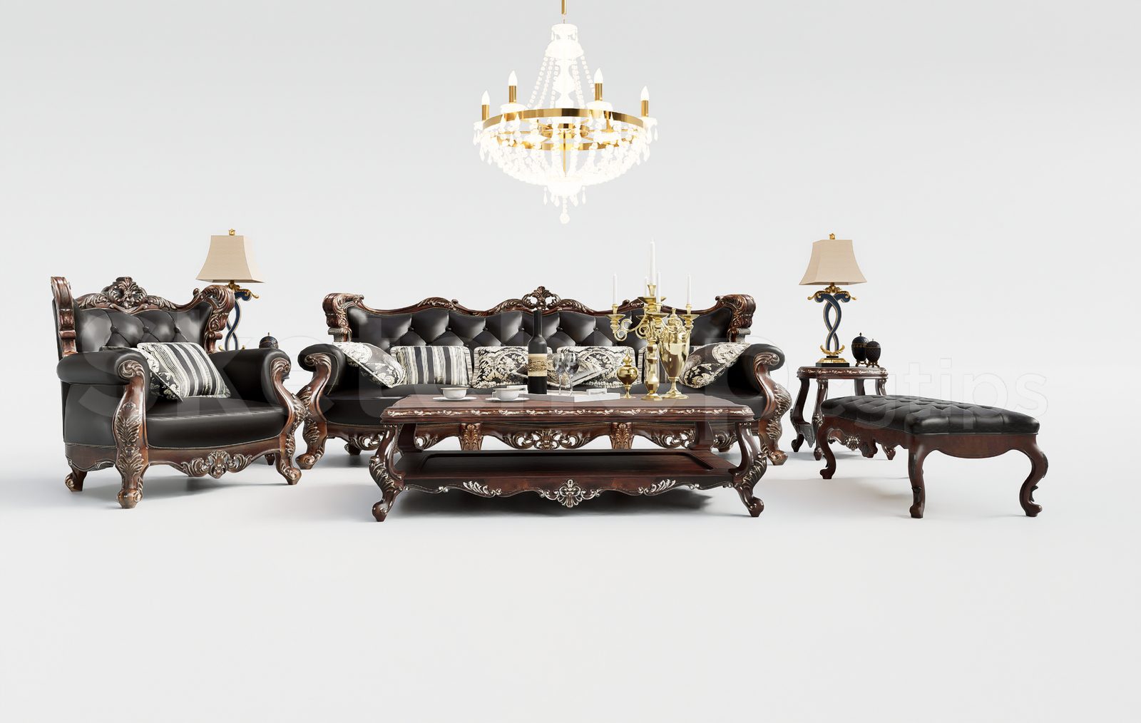 17565. Free Sketchup Neoclassical Sofa Model Download (2)