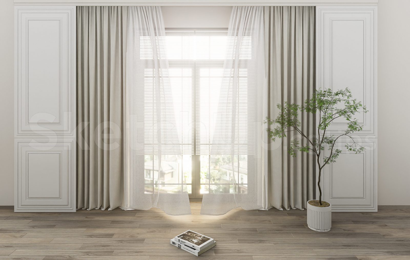 17566. Free Sketchup Curtain Model Download (2)