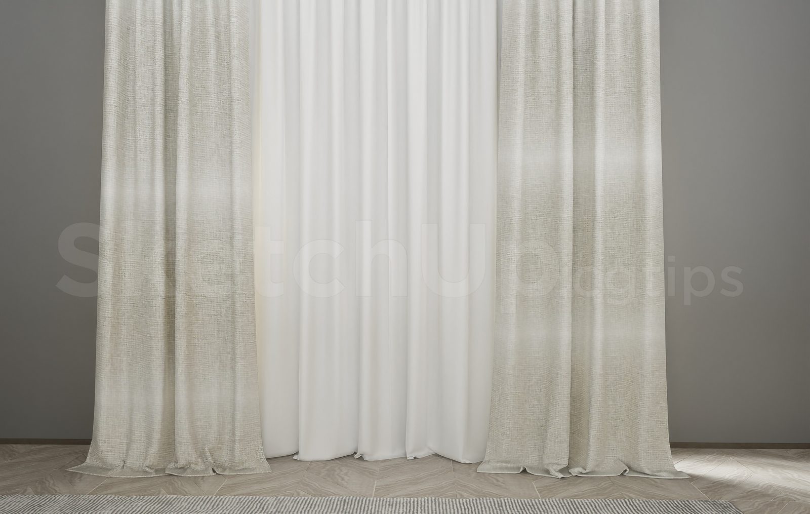 17613. Free Sketchup Curtain Model Download (2)