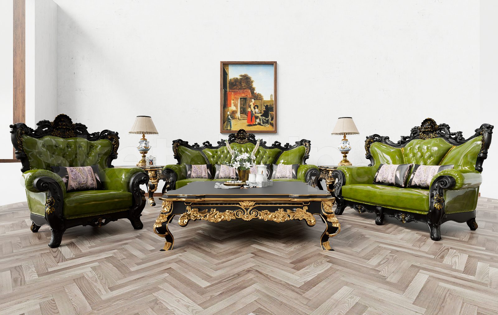 17615. Free Sketchup Neoclassical Sofa Model Download (1)