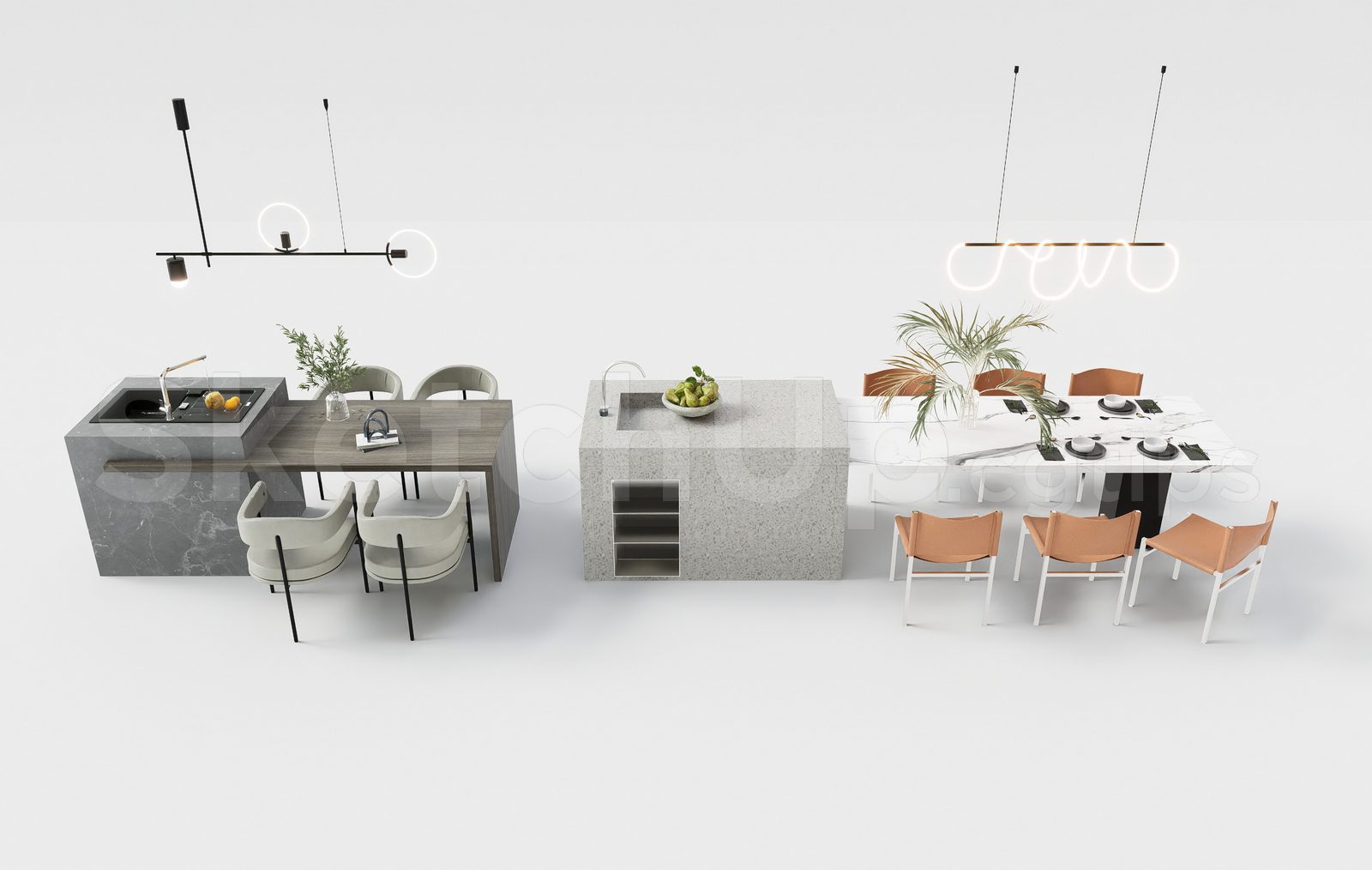 17629. Free Sketchup Kitchen Island Model Download (1)