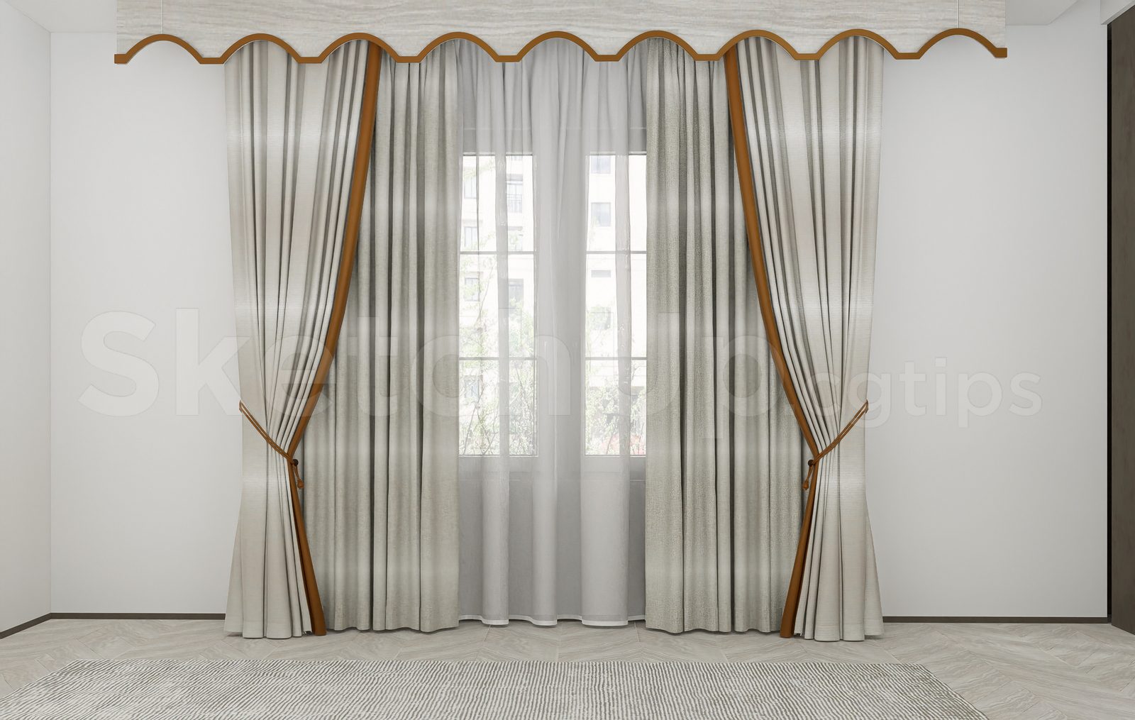 17640. Free Sketchup Curtain Model Download (1)