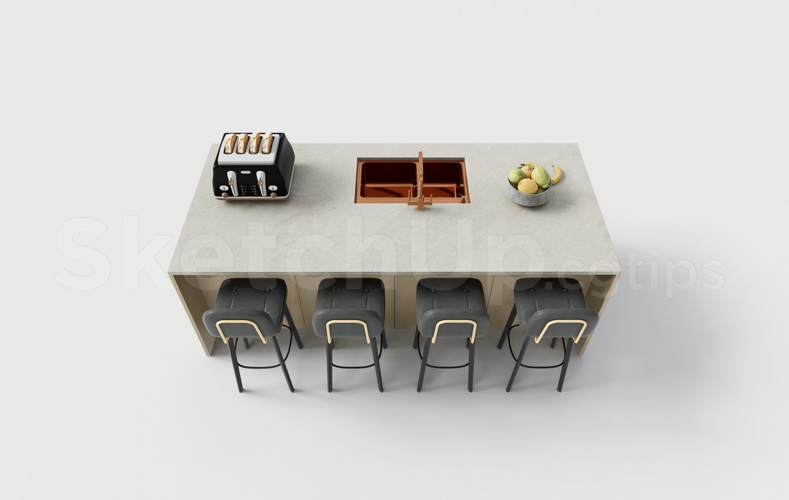 17684. Free Sketchup Kitchen Island Model Download (1)