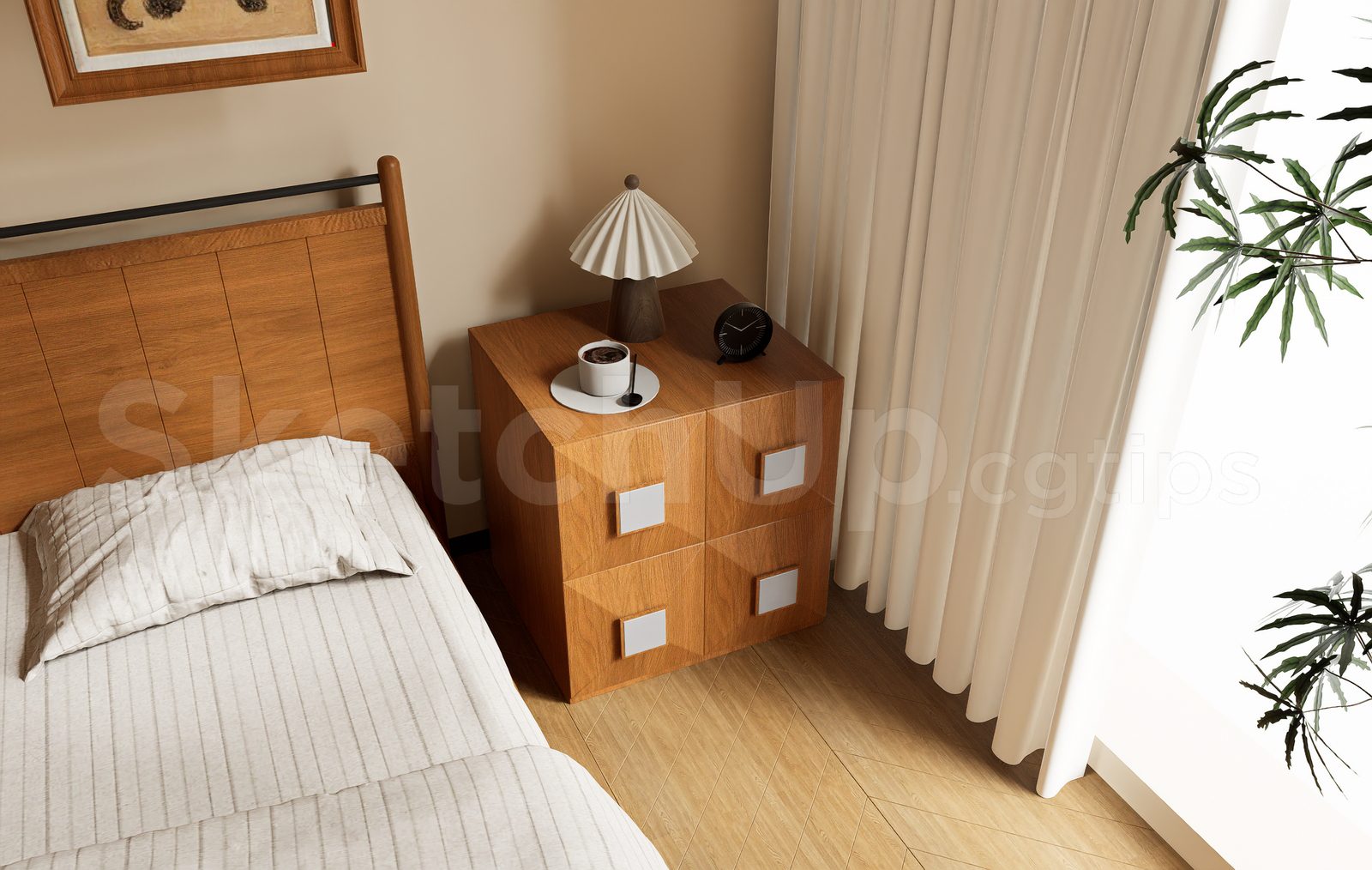 17690. Free Sketchup Bed Side Table Model Download (2)