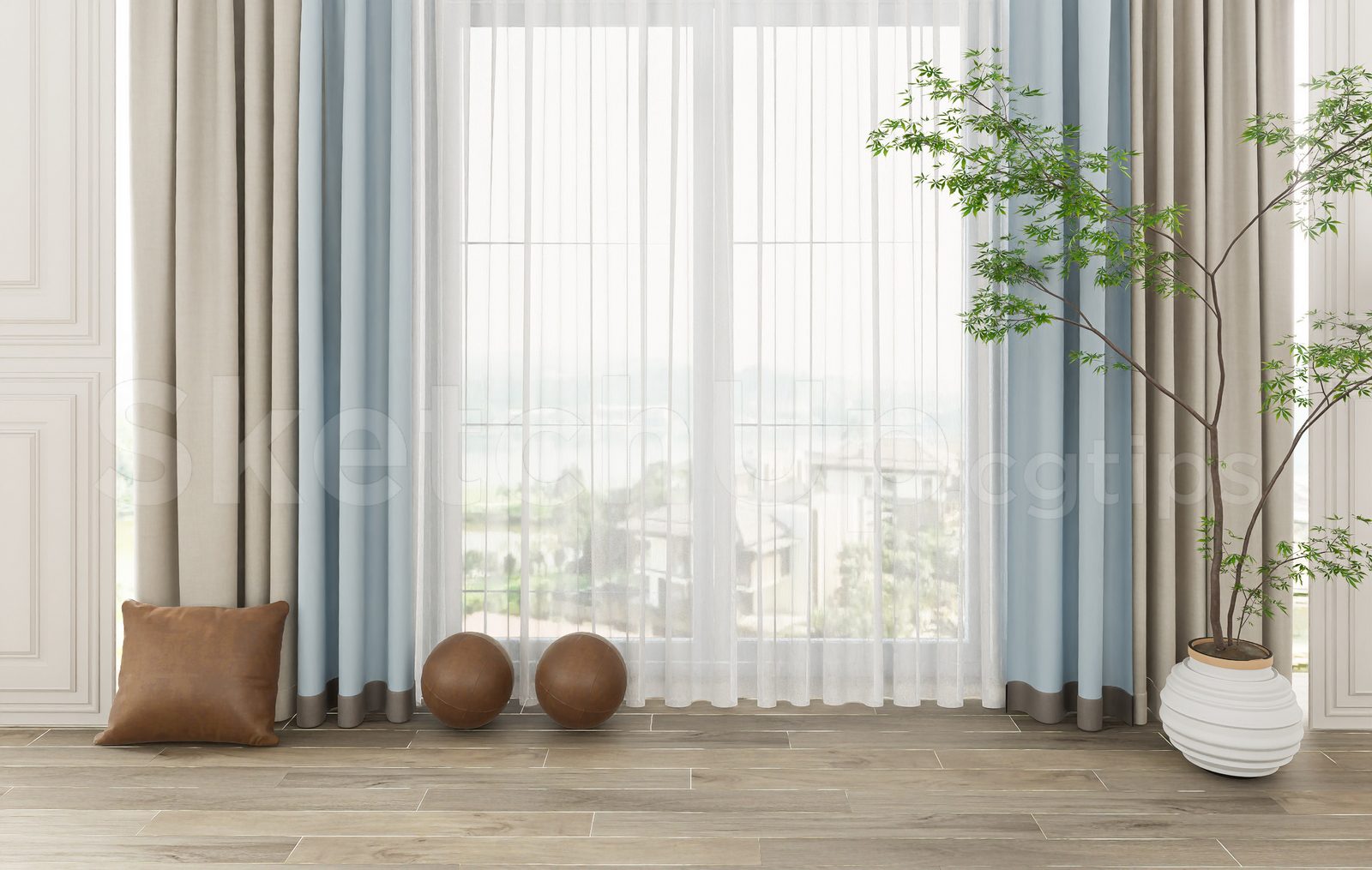 17691. Free Sketchup Curtain Model Download (2)