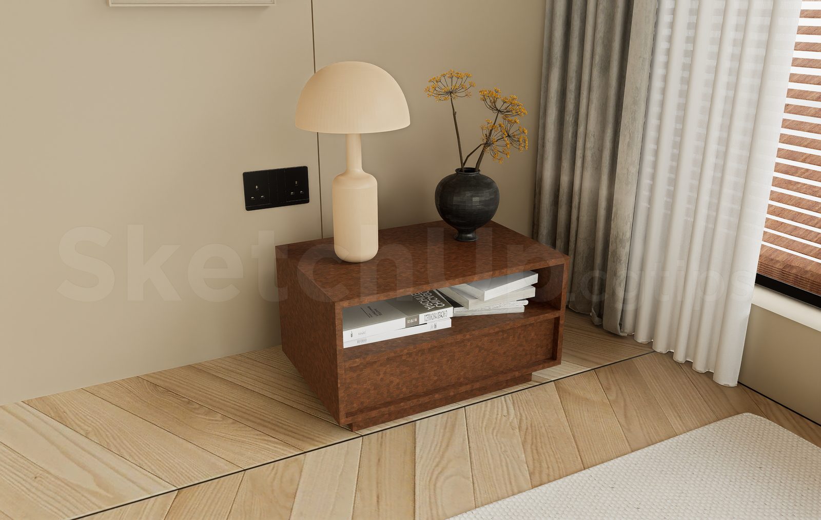 17705. Free Sketchup Bed Side Table Model Download (2)