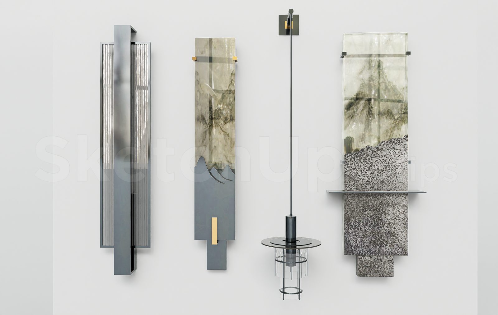 17824. Free Sketchup Wall Light Model Download (2)