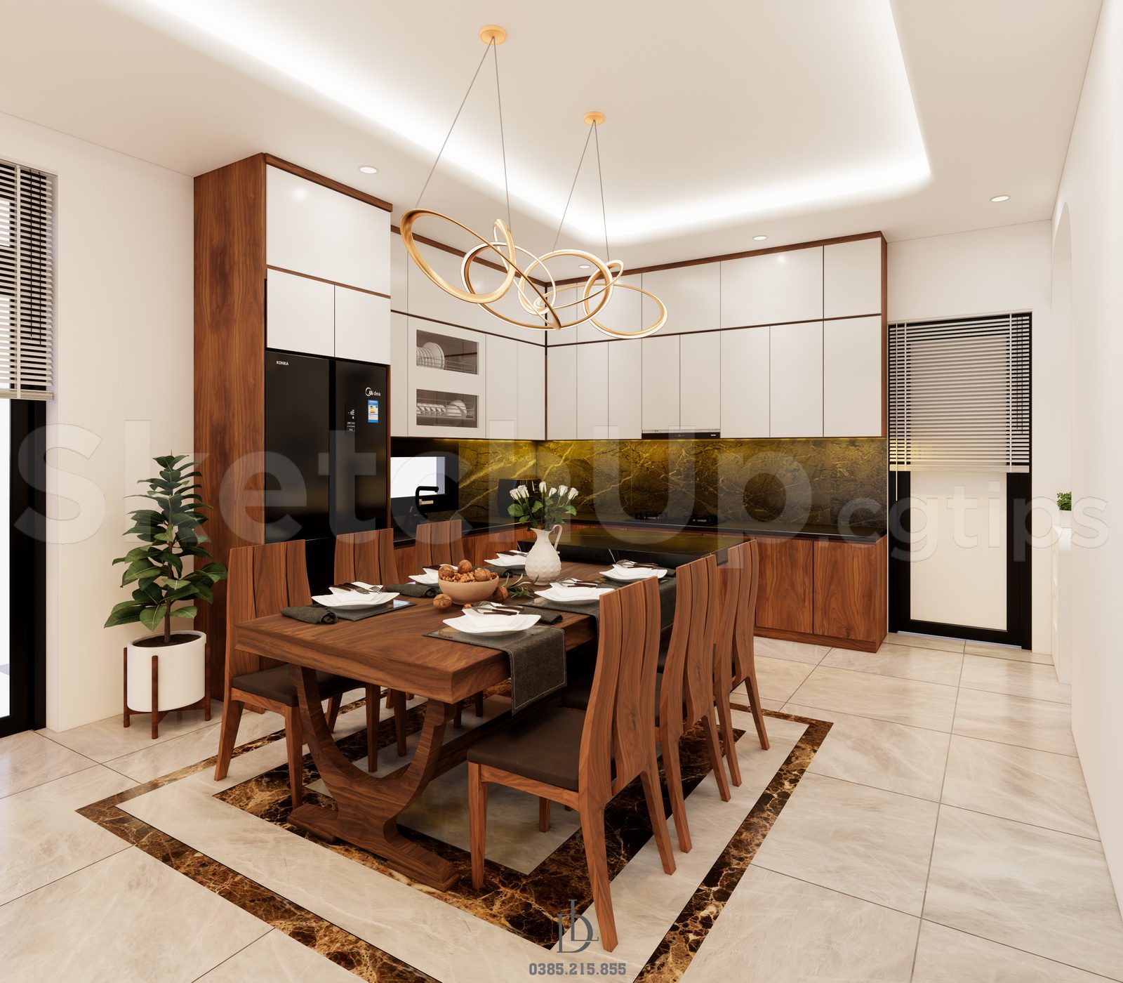20623. Free Sketchup Living Room - Kitchen Interior Model Download By Duy Dong (3)