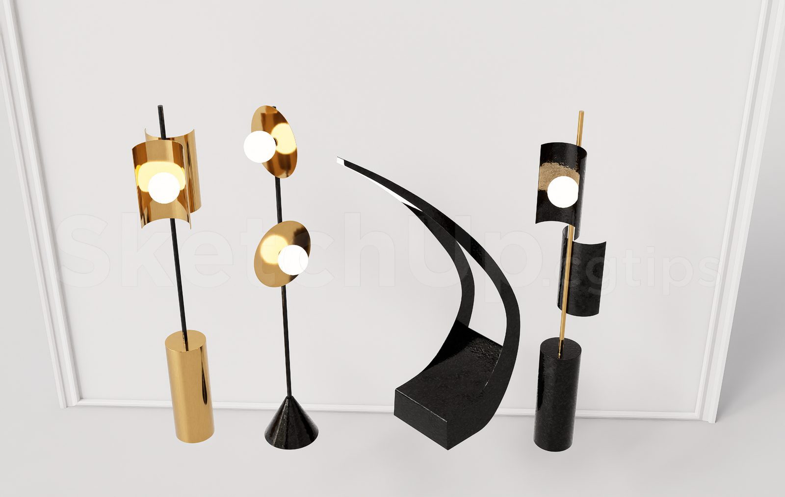 17875. Free Sketchup Floor Lamp Model Download For Interior Projects (2)