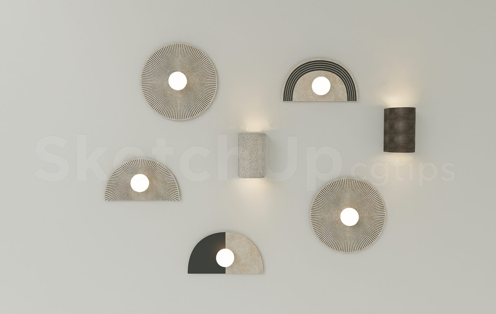 18002. Free Sketchup Wall Light Model Download (1)