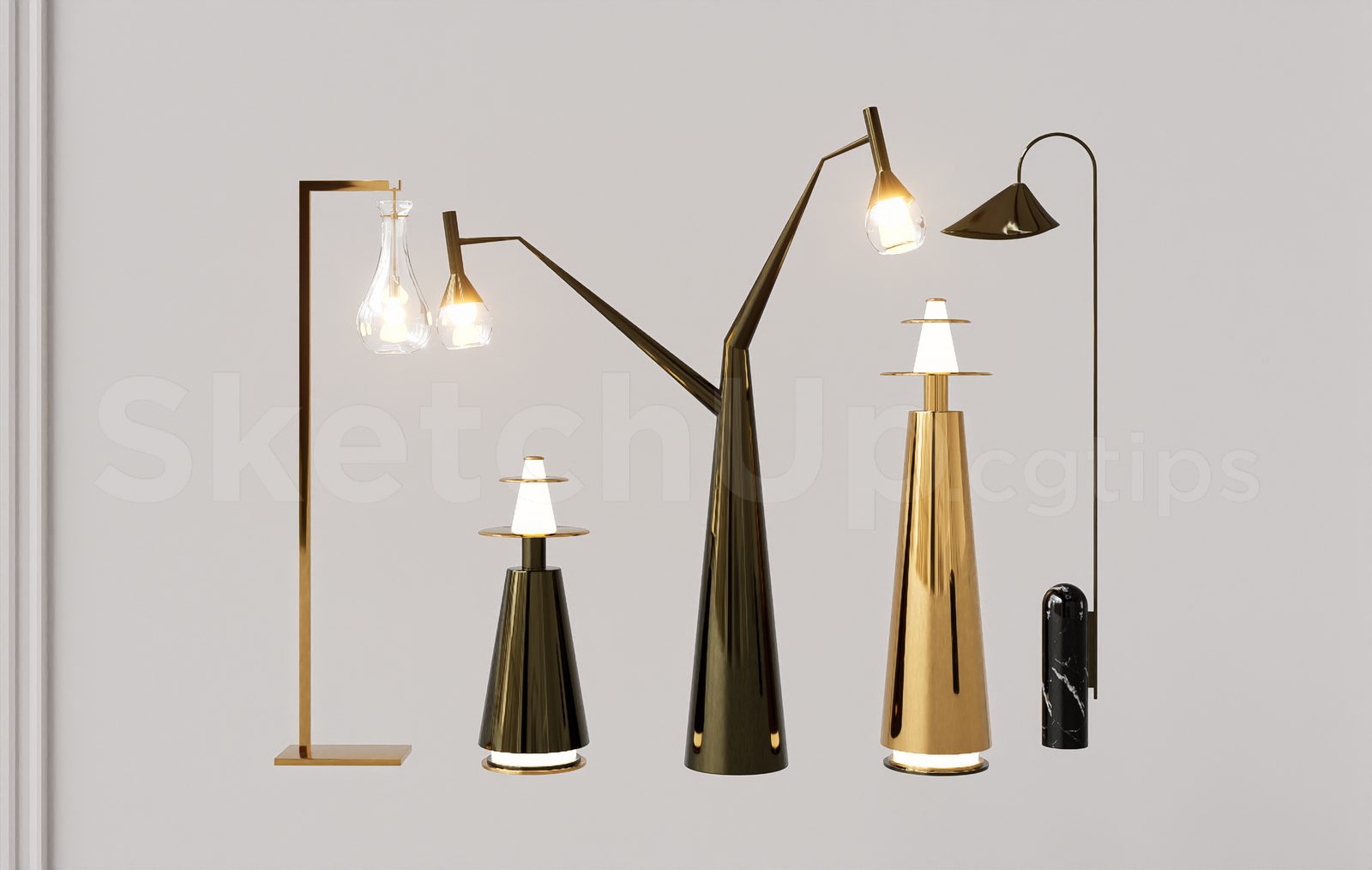 18003. Free Sketchup Floor Lamp Model Download For Interior Projects (2)