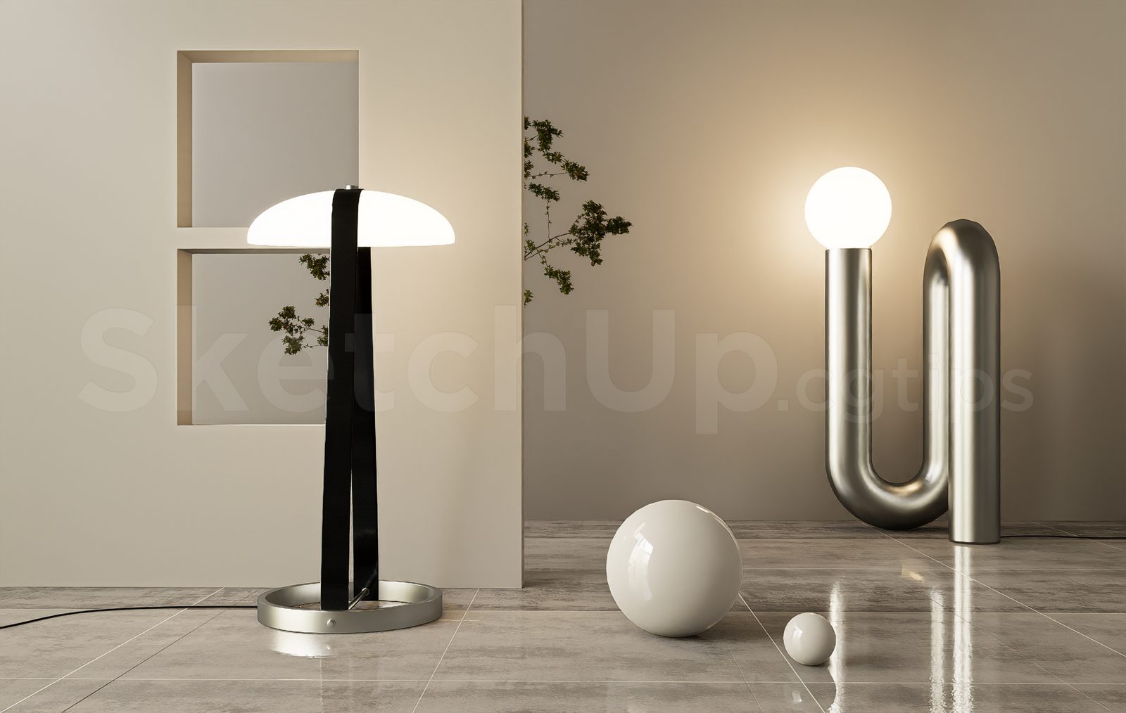 18208. Free Sketchup Floor Lamp Model Download For Interior Projects (2)