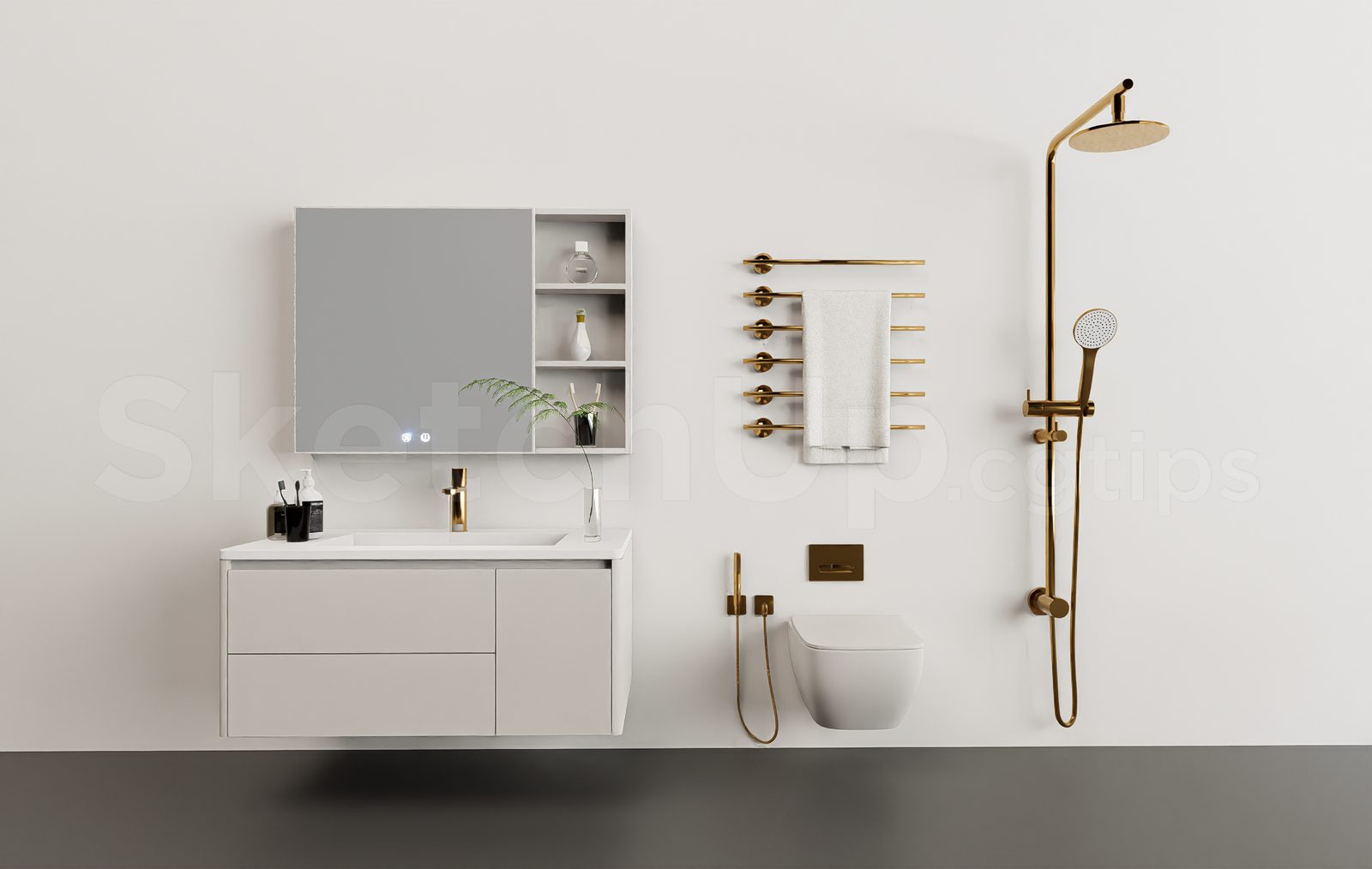 18261. Free Sketchup Bathroom Cabinet 3d Model Download (1)