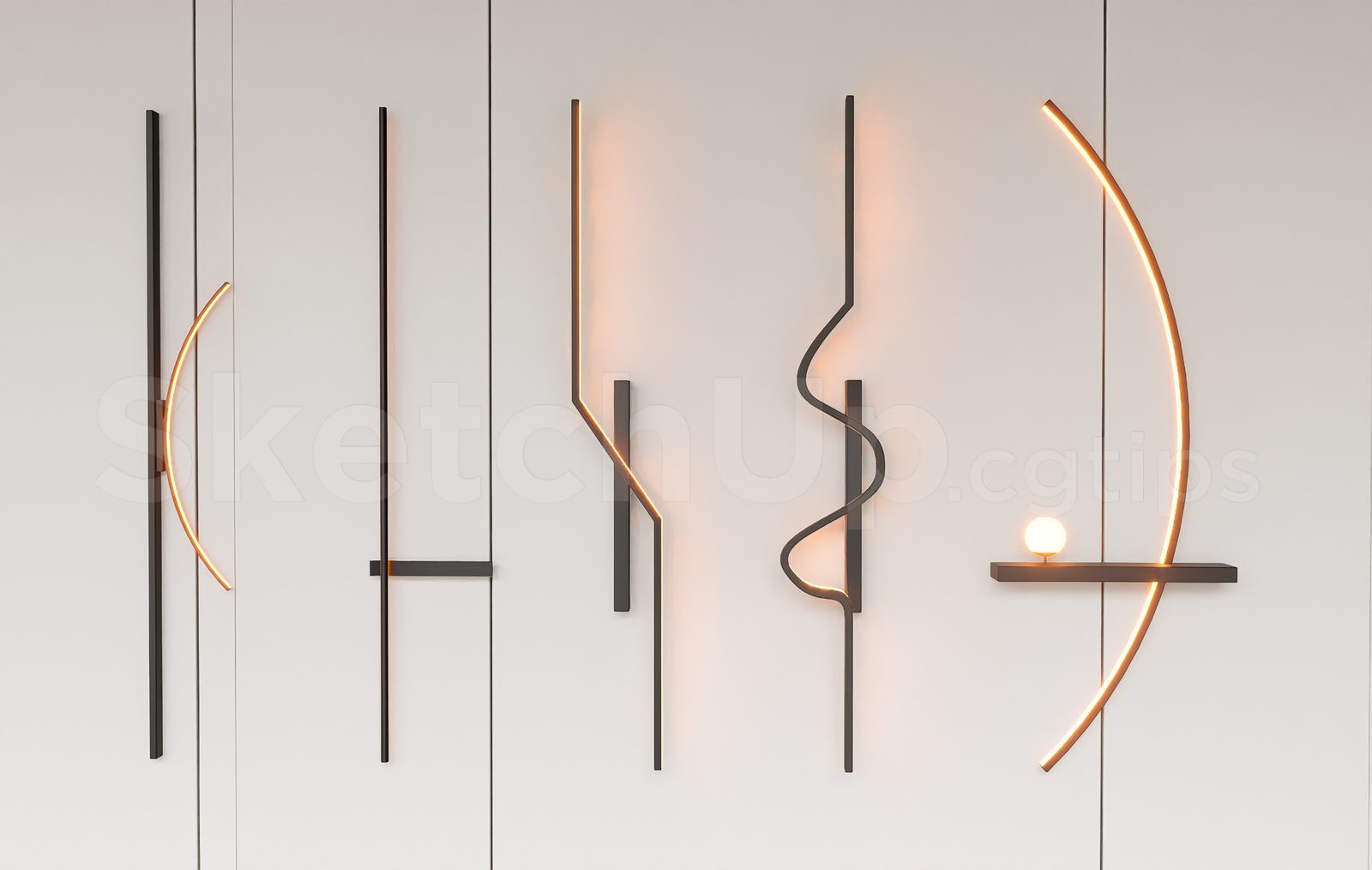18301. Free Sketchup Wall Light Model Download (2)