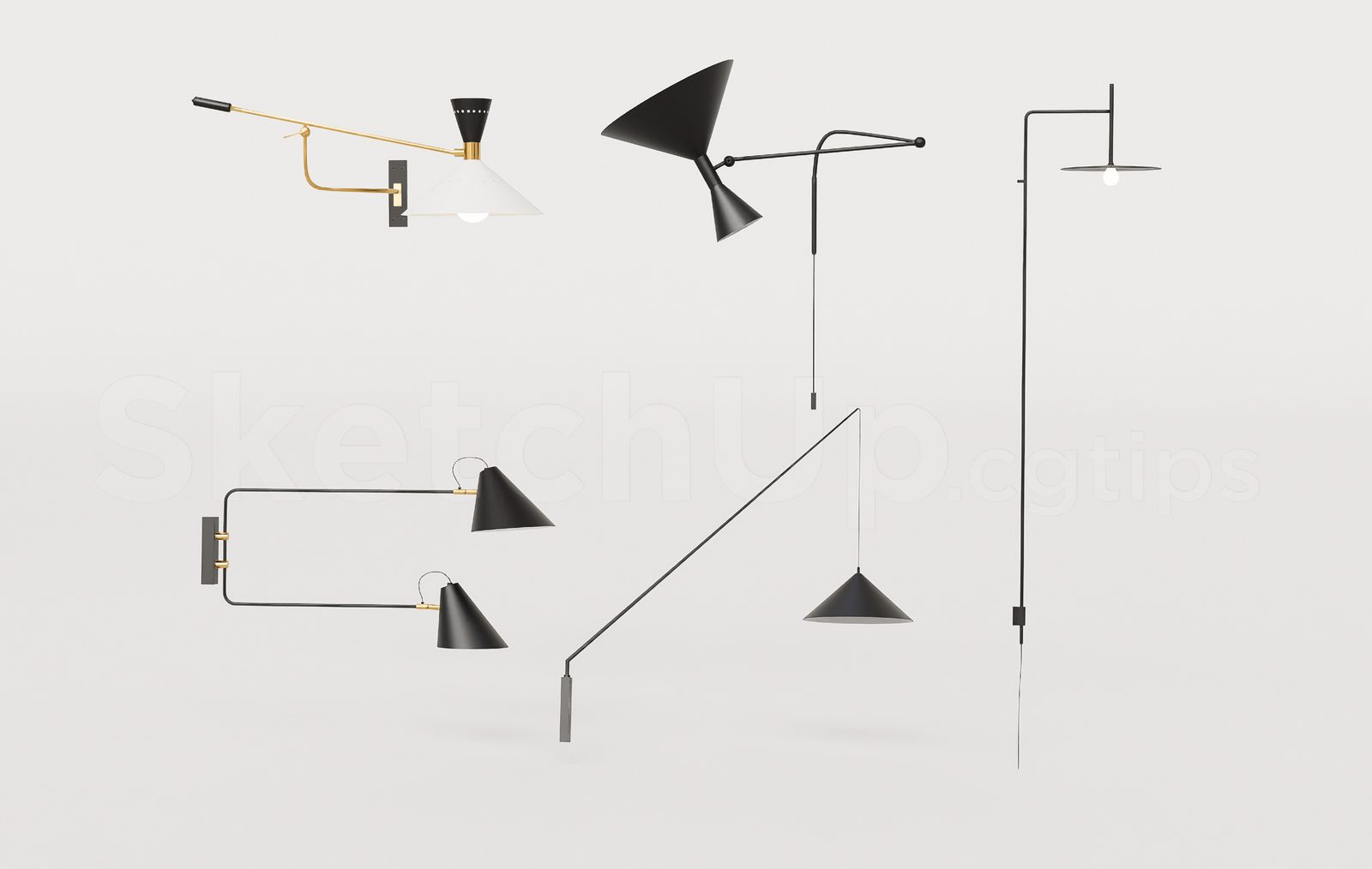18657. Free Sketchup Wall Light Model Download (2)