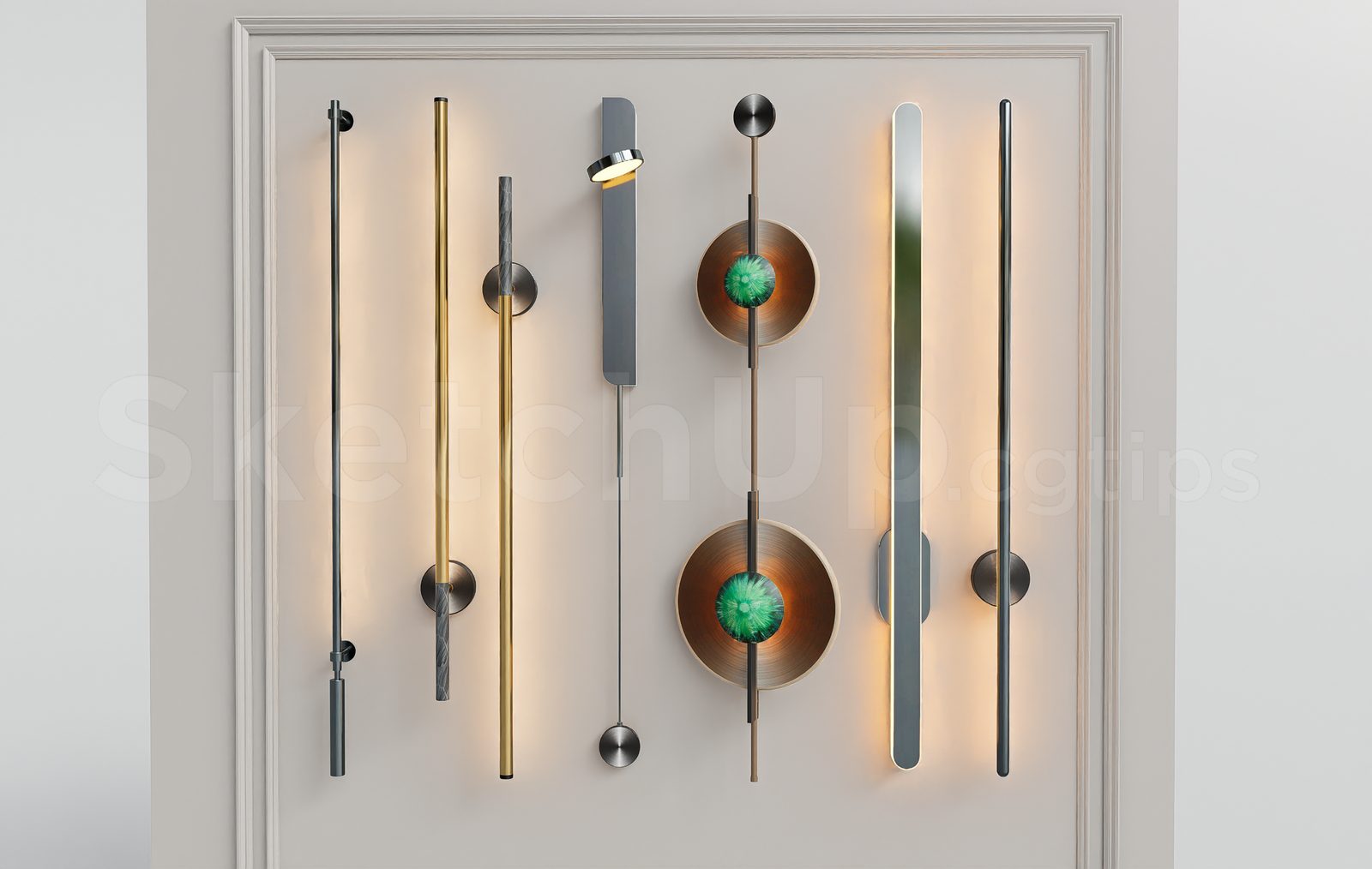 18686. Free Sketchup Wall Light Model Download (2)