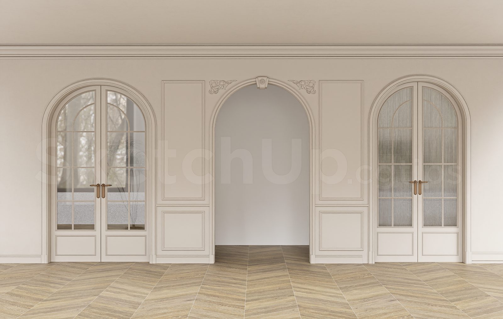 18703. Free Sketchup Model Classic Wooden Arched Doorway (1)
