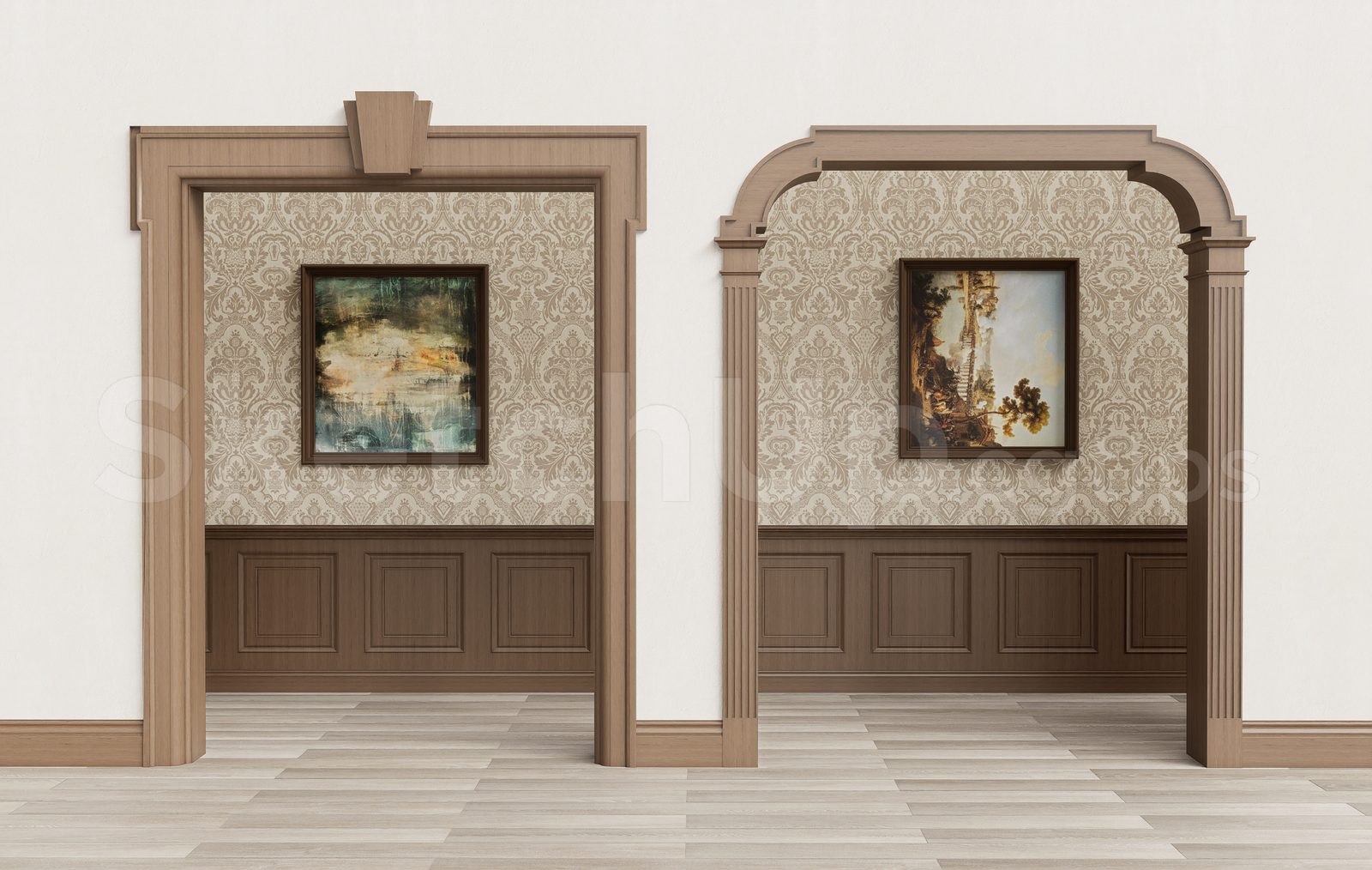 187729. Free Sketchup Model Classic Wooden Arched Doorway (2)