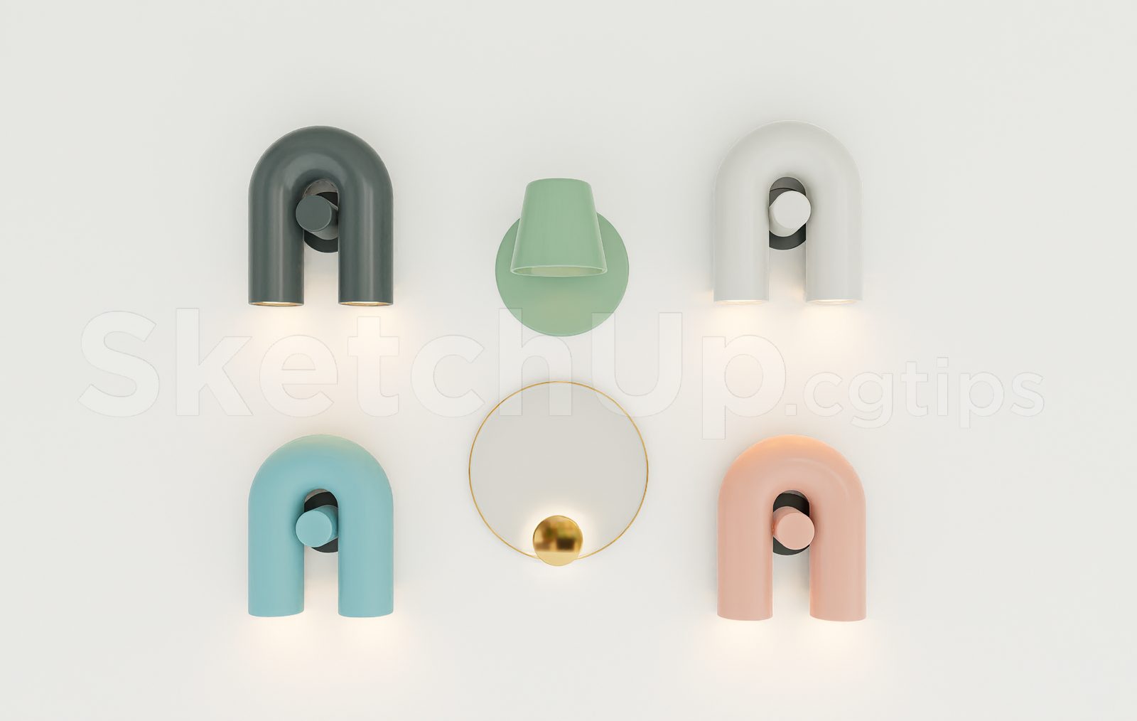 18928. Free Sketchup Wall Light Model Download (1)
