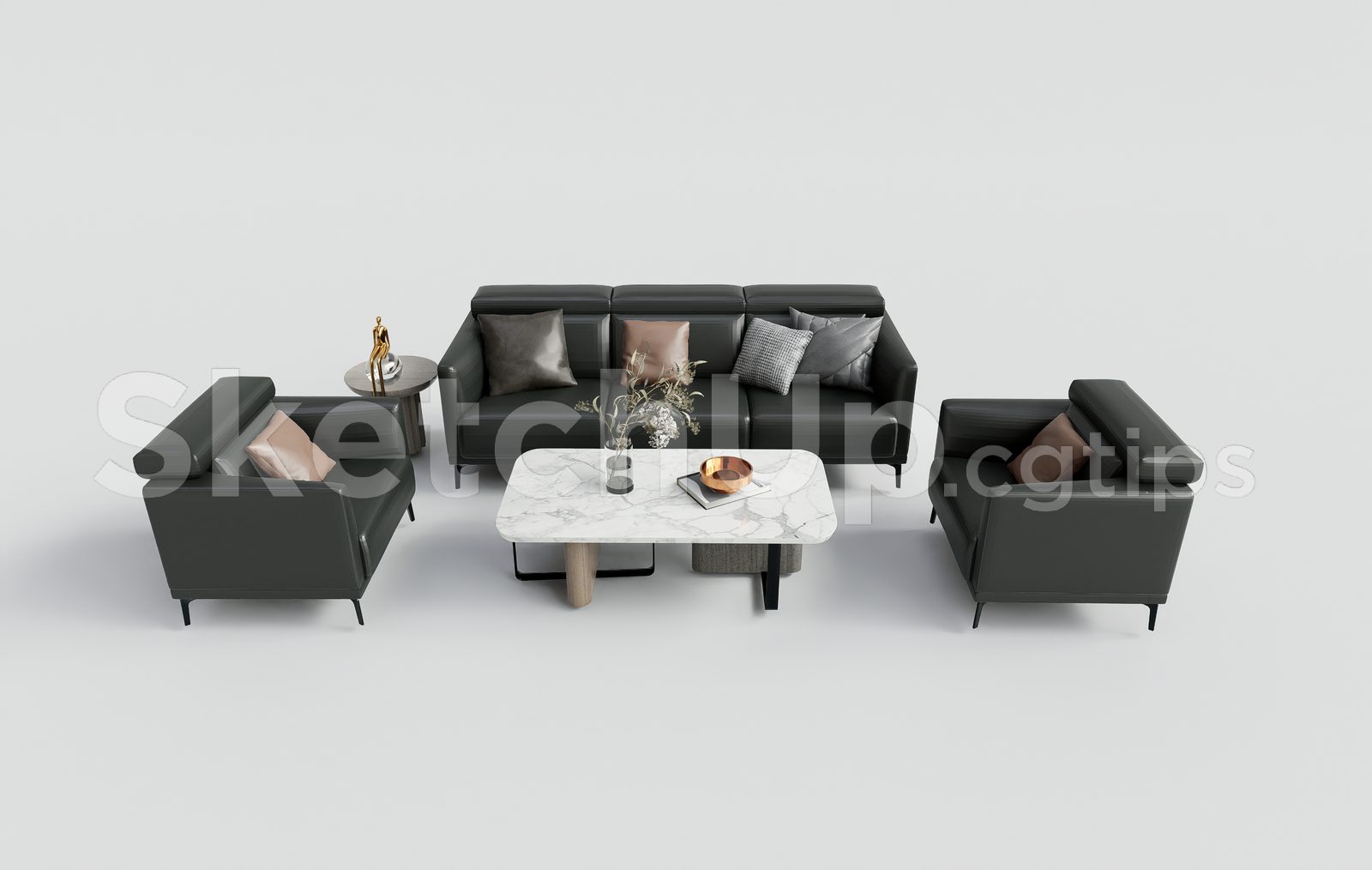 19191. Free Sketchup Office Sofa Model Download (1)