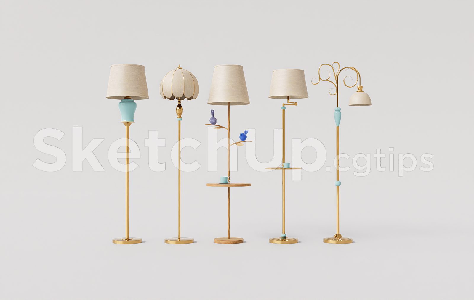 19408. Free 3d Floor Lamp Model For Sketchup - Interior Design Ready (1)