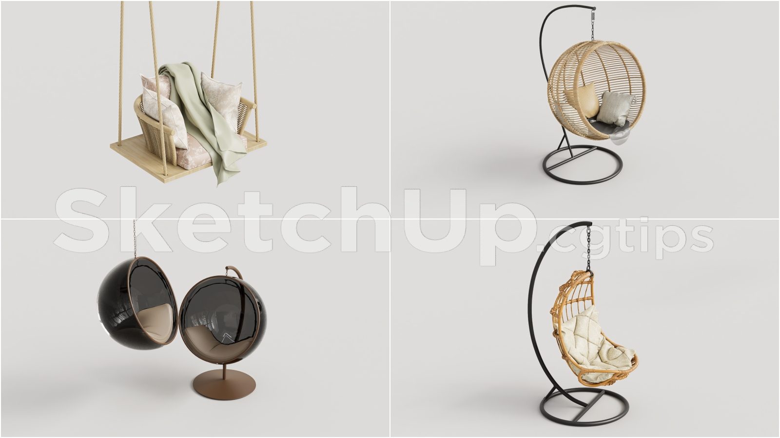 19411. Free Sketchup Swing Chair Model Download