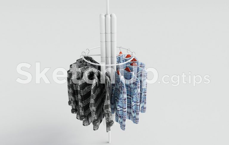 Jacket Rack Sketchup 19482. Fashion Store Clothing Rack with Shirts - SketchUp 3D Design