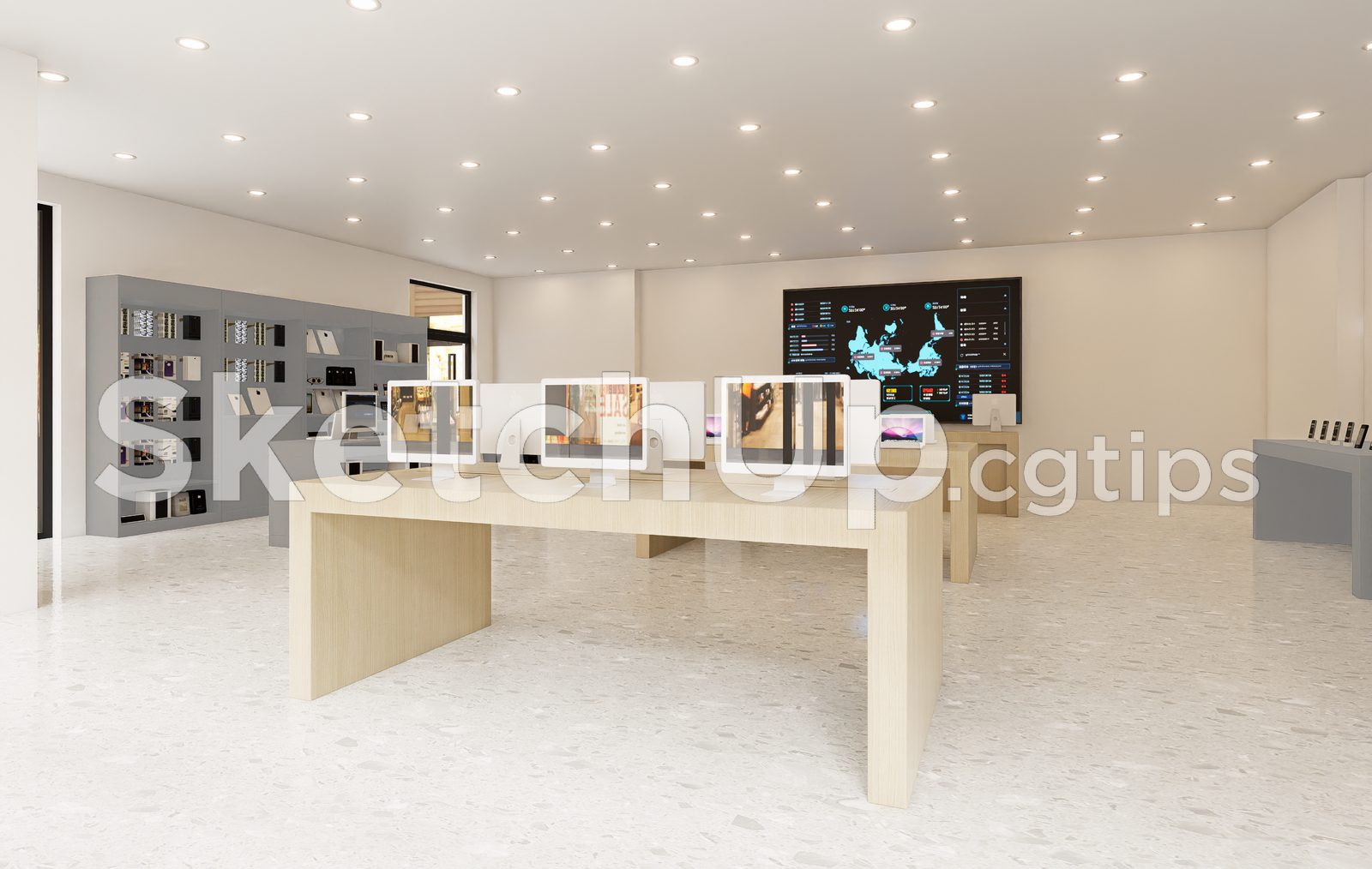 19496. Modern Retail Showroom Sketchup Model - Electronics Store Interior 3d Scene (1)