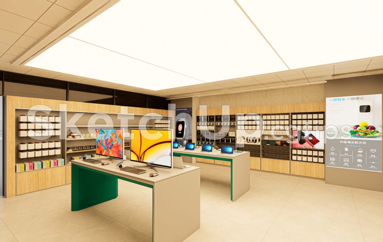 19511. 3D Interior Design of Tech Retail Store Using SketchUp - Sleek ...