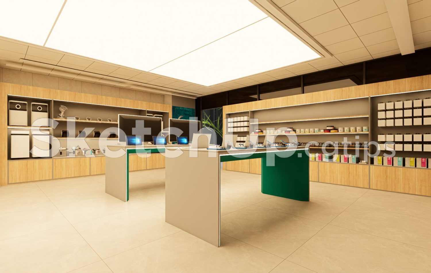 19511. 3D Interior Design of Tech Retail Store Using SketchUp - Sleek ...