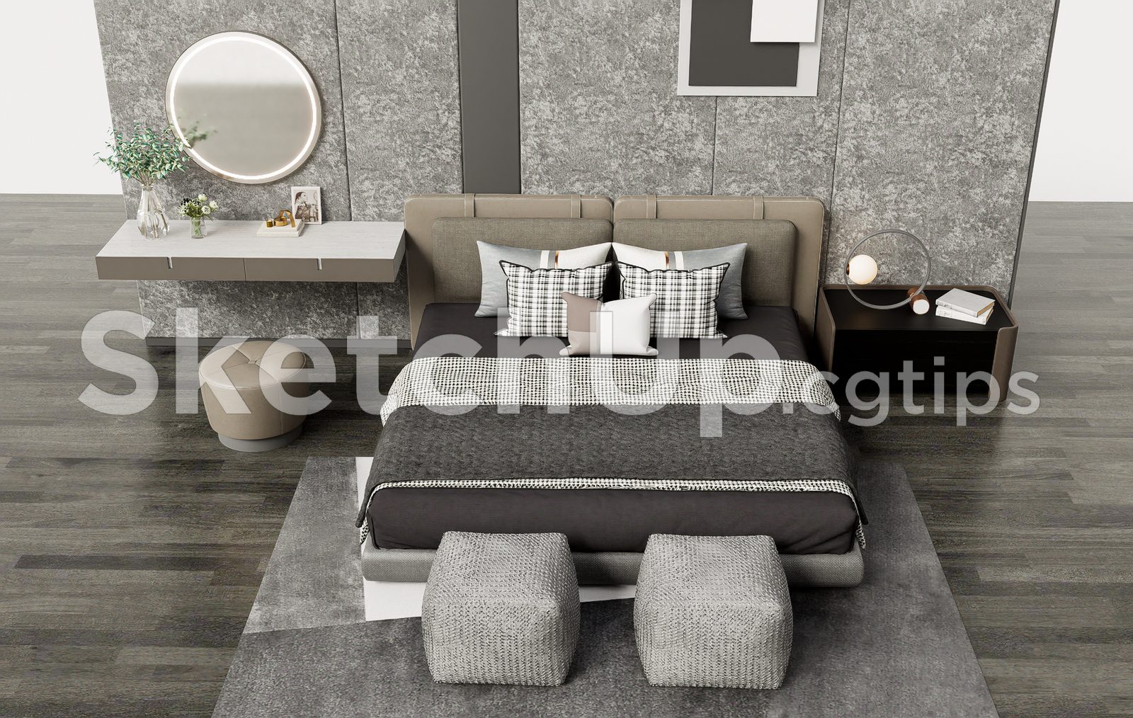 19524. Download Free Bed Model For Sketchup (1)