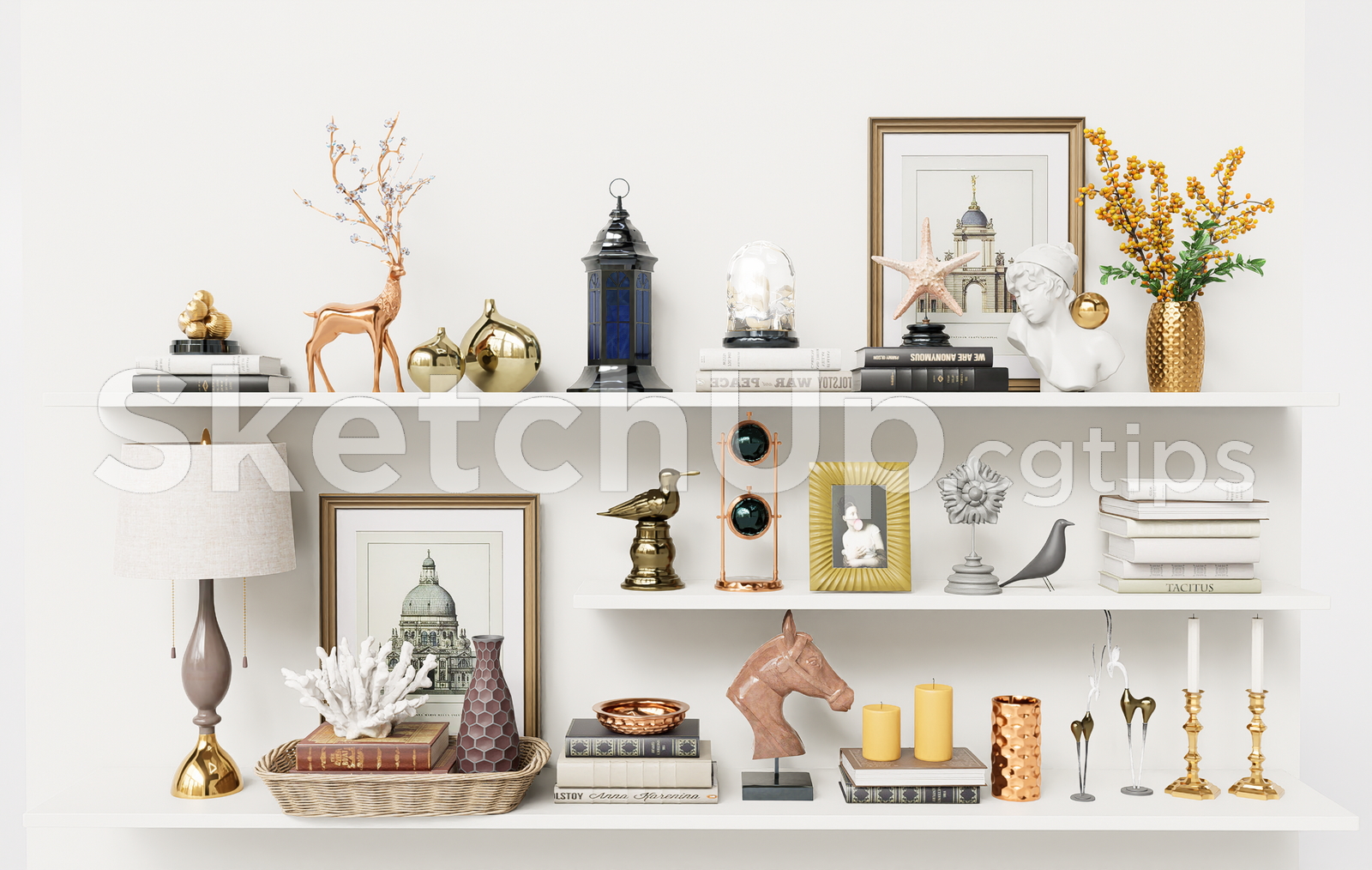 19558. Contemporary Decorative Objects Set For Shelves - Sketchup 3d (1)