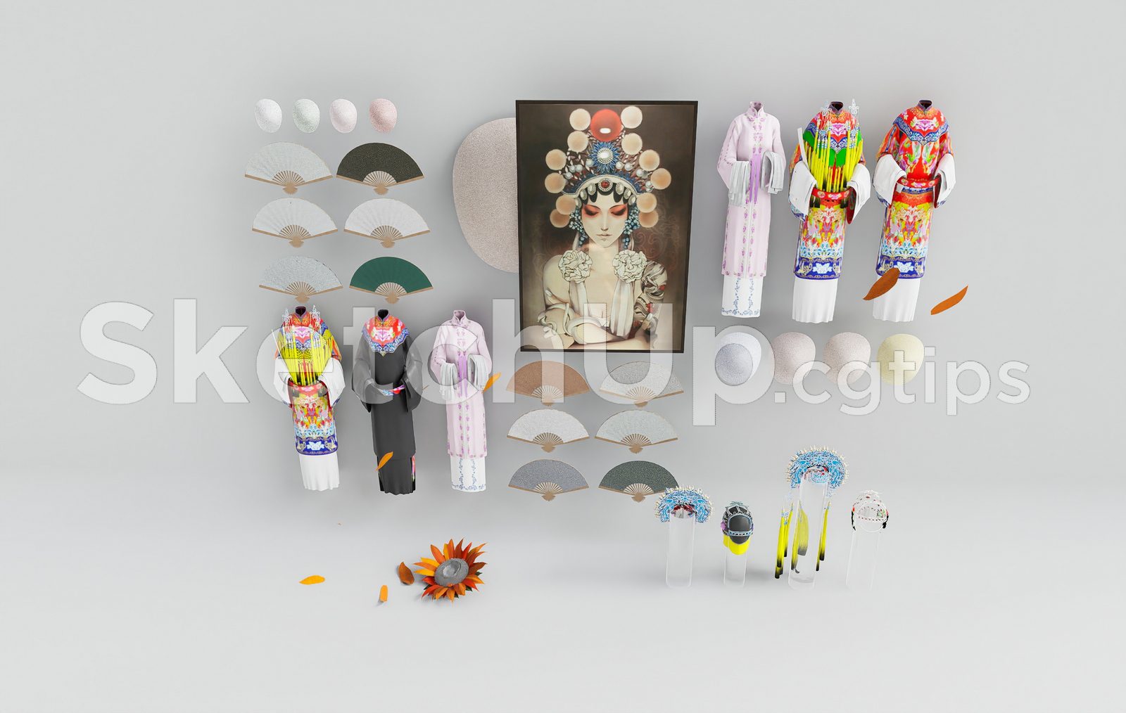 19569. Peking Opera Costume & Props Collection - Sketchup Cultural 3d Model Download (2)