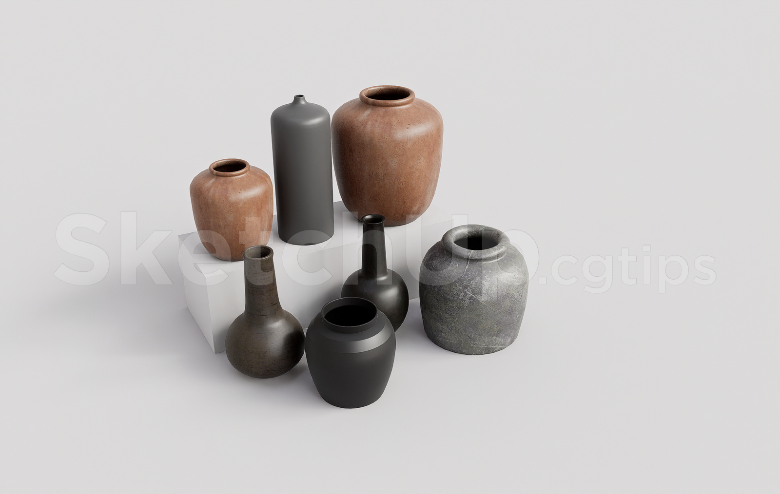 19729. Wabi-sabi Ceramic Vases And Pottery Decor Sketchup Free Download (2)