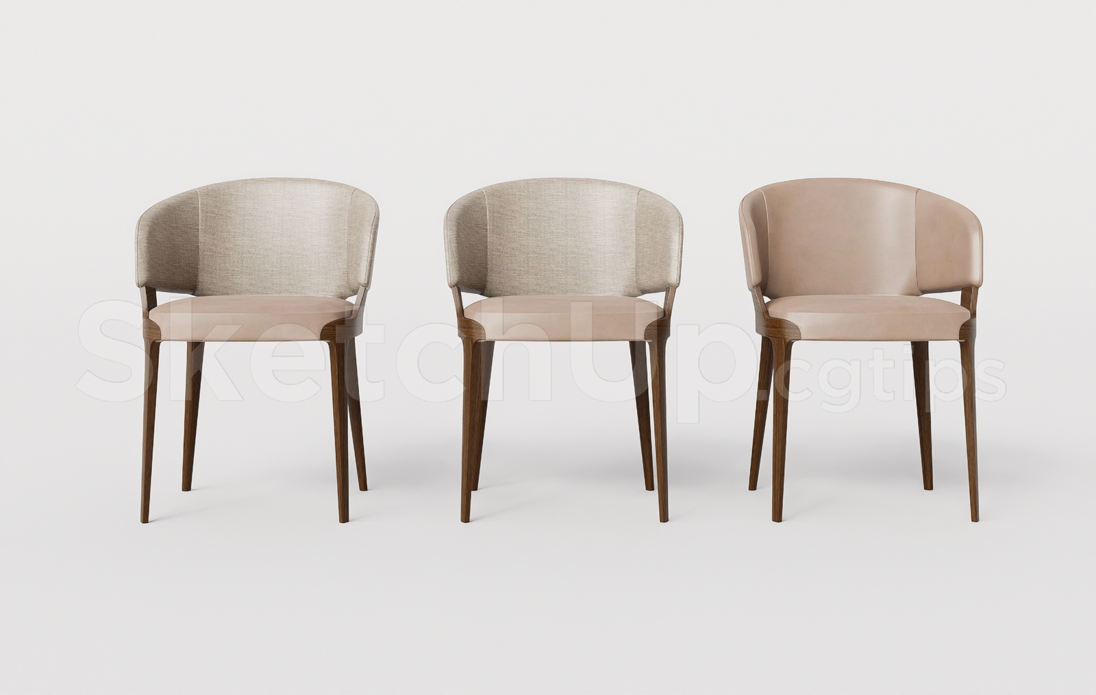 19731. Modern Minimalist Dining Chair With Wooden Legs Sketchup Free Download (1)