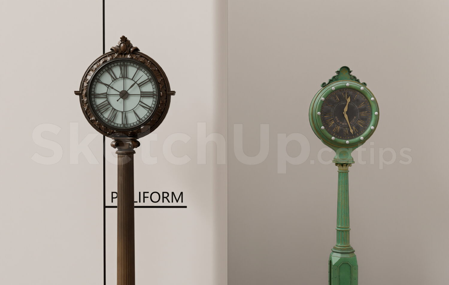 19774. Victorian Style Double Sided Street Clock 3D Model Free Download
