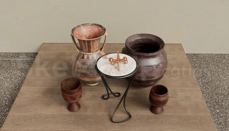 19836. Vintage Ceramic Vases And Cups Interior Decor Sketchup Model Download (2)