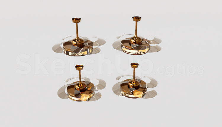 19839. Luxury Ceiling Fan With Light Sketchup 3d Model Free Download (2)