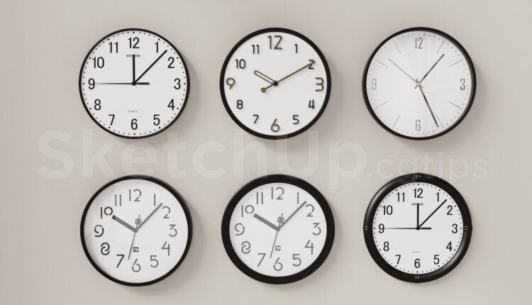 19845. Modern Wall Clock Collection Sketchup 3d Model Free Download (1)