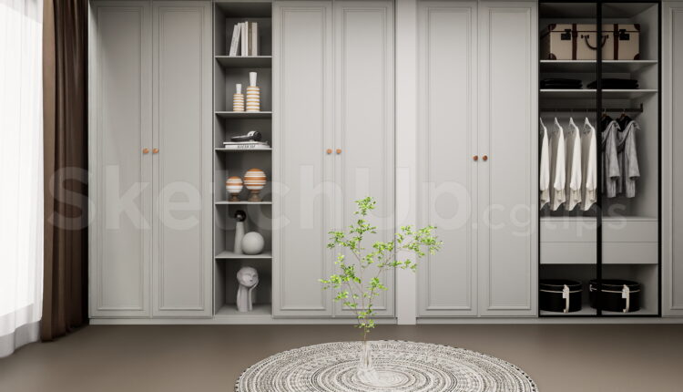 19853. Modern Storage Wardrobe Cabinet Sketchup Model Free Download (1)
