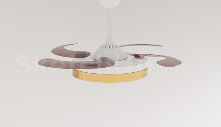 19855. Modern Invisible Ceiling Fan Lamp Sketchup Model Free Download (2)