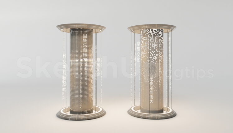 19856. Modern Exhibition Led Column 3d Model Sketchup File Free Download (1)
