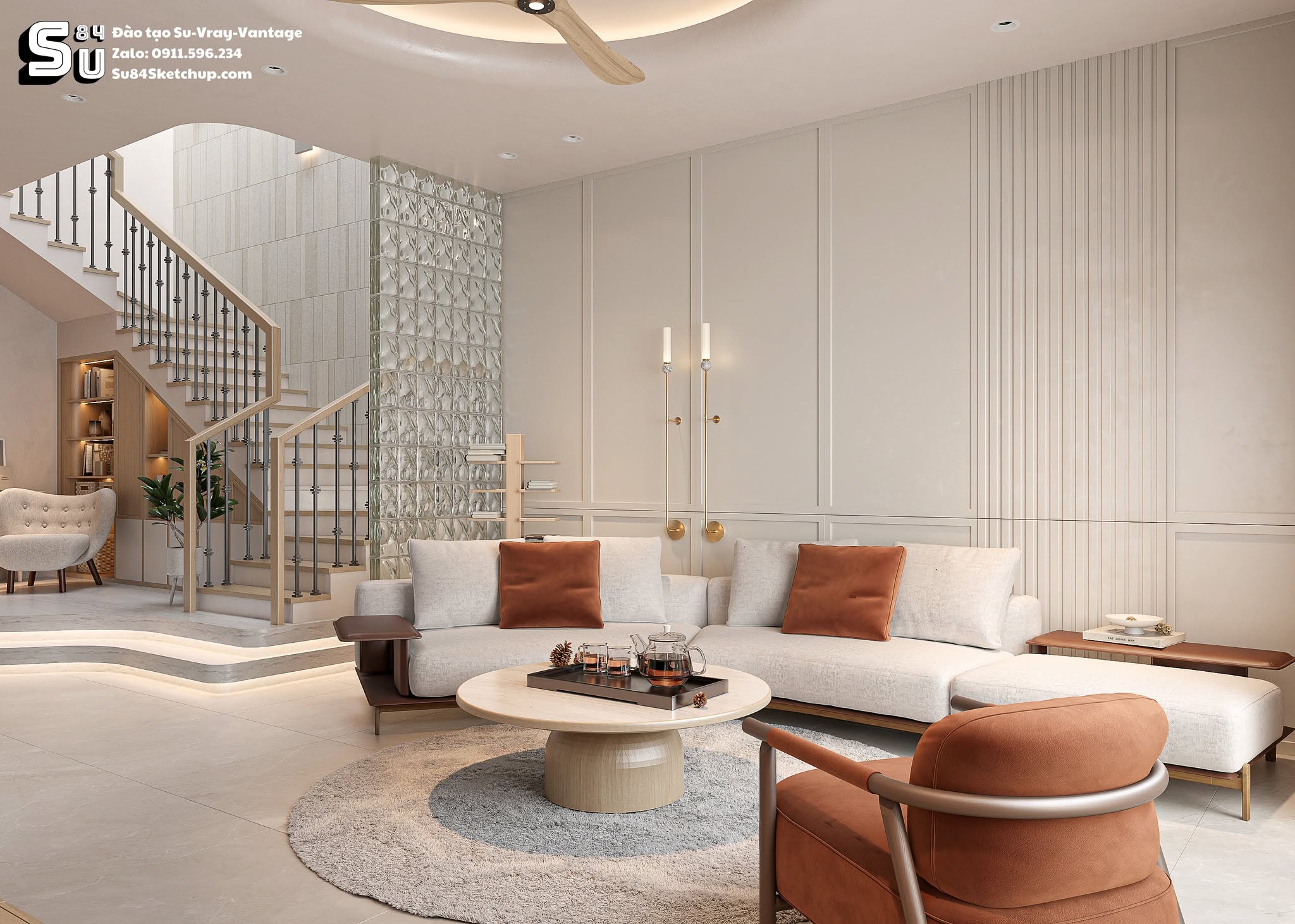 19859. Contemporary Living Room - Kitchen Interior Sketchup Model Free Download By Tran Nam (1)