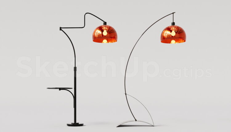 19864. Creative Orange Glass Dome Floor Lamp Sketchup Free Download (2)